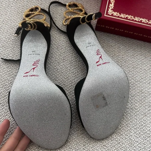 Rene Caovilla black suede sandals size 38 or 7/7.5 US NeW - Picture 4 of 9